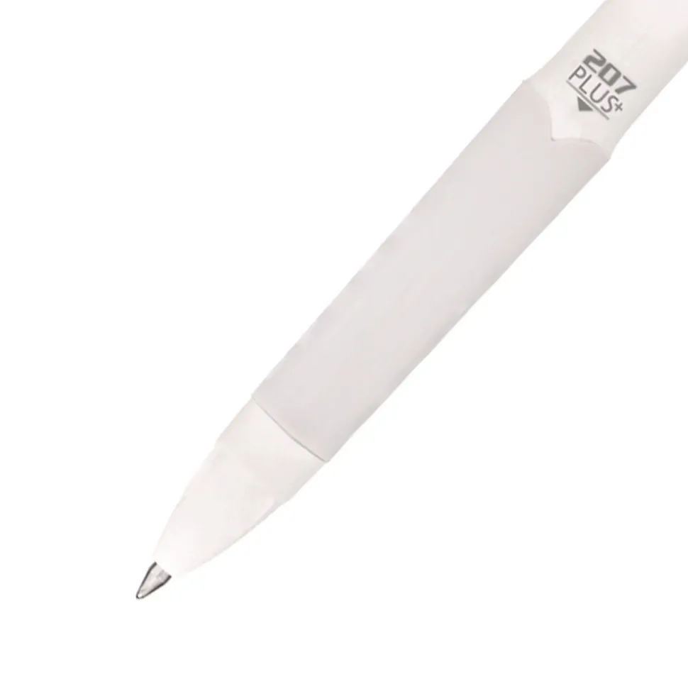 uni-ball Medium 0.7 mm 207 Plusplus Retractable Gel Pen - Black Ink, White Barrel (1-Dozen)