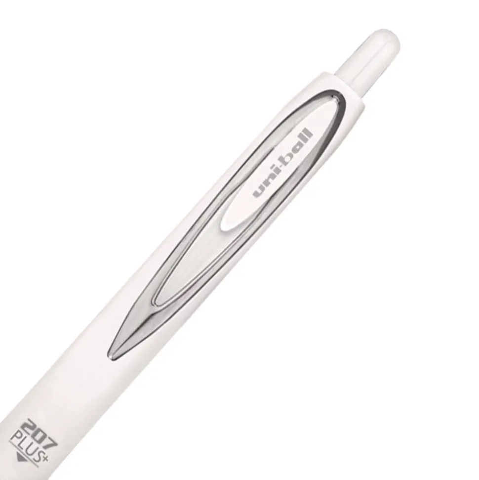 uni-ball Medium 0.7 mm 207 Plusplus Retractable Gel Pen - Black Ink, White Barrel (1-Dozen)