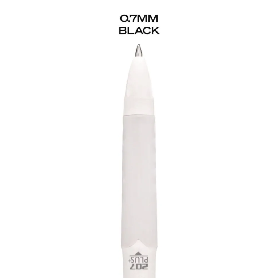 uni-ball Medium 0.7 mm 207 Plusplus Retractable Gel Pen - Black Ink, White Barrel (1-Dozen)