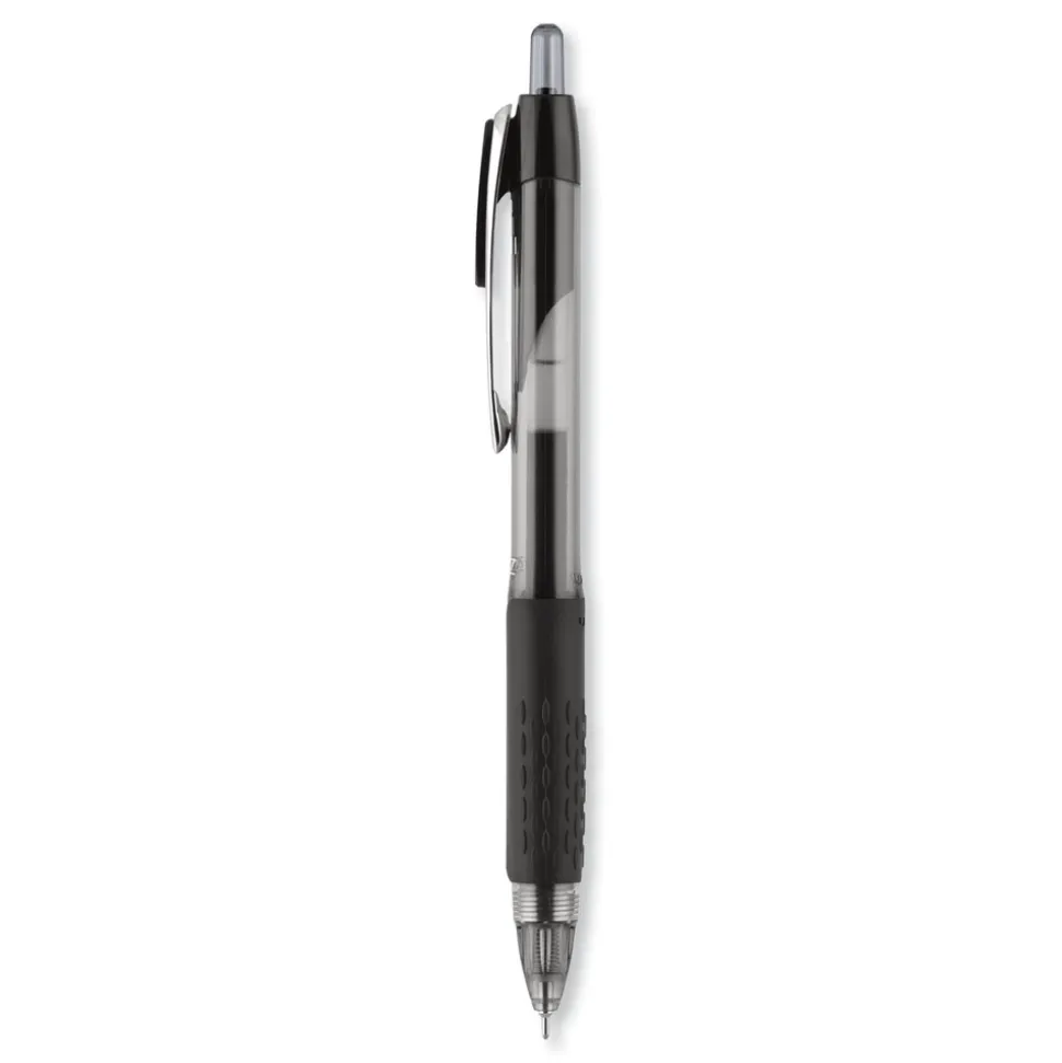 uni-ball Signo 207 Medium 0.7 millimeter Retractable Needle Point Gel Pen - Black Ink/Clear/Black Barrel (1-Dozen)