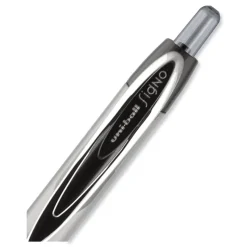 uni-ball Signo 207 Medium 0.7 millimeter Retractable Needle Point Gel Pen - Black Ink/Clear/Black Barrel (1-Dozen)