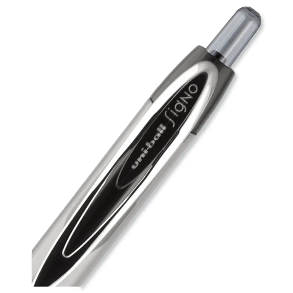 uni-ball Signo 207 Medium 0.7 millimeter Retractable Needle Point Gel Pen - Black Ink/Clear/Black Barrel (1-Dozen)