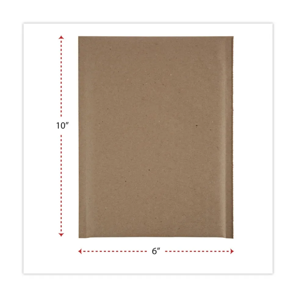 Universal 6 in. x 10 in. Barrier Bubble Air Cell Cushion Self-Adhesive Closure #0 Natural Self-Seal Cushioned Mailer - Kraft (200/Carton)