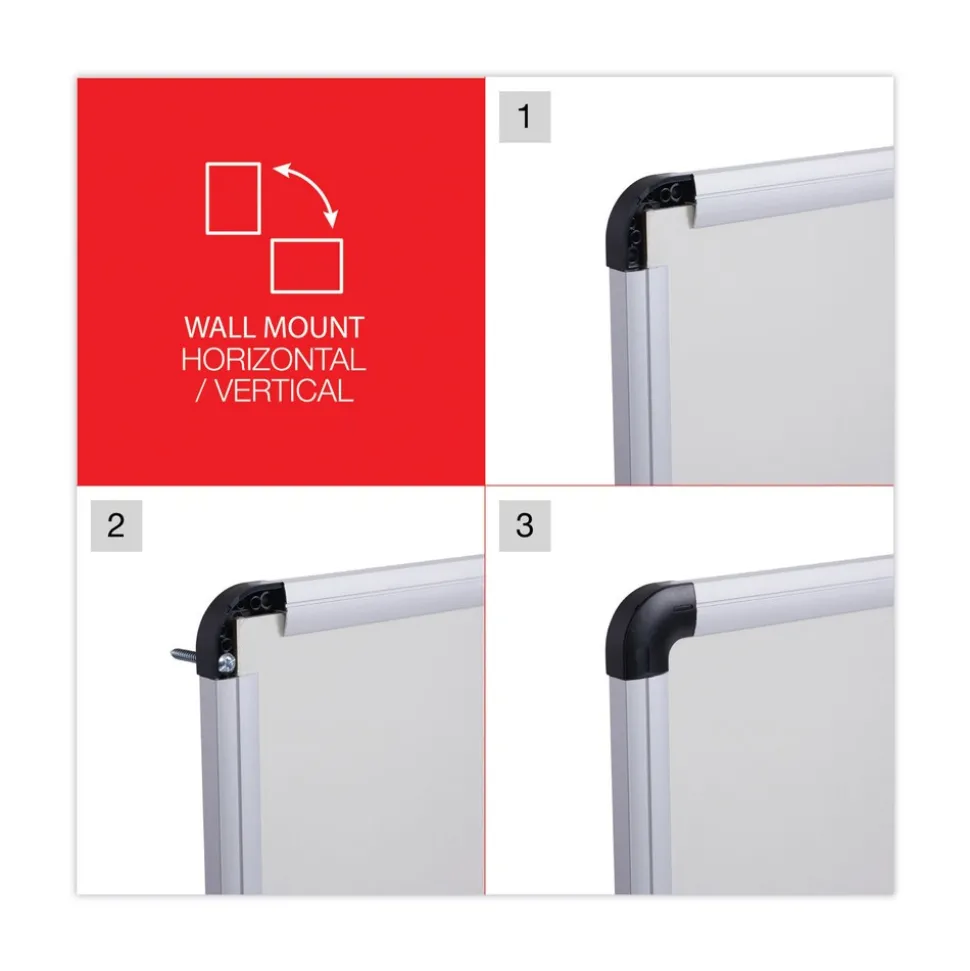 Universal 36 in. x 24 in. Modern Melamine Dry Erase Board - White Surface, Aluminum Frame