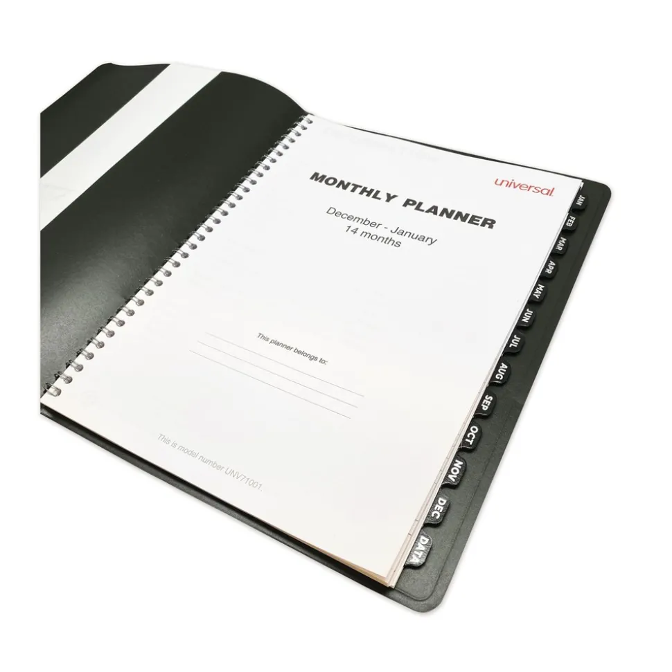 Universal 11 in. x 8 in. 14-Month (Dec 2025-Jan 2027) Monthly Planner - Black Cover