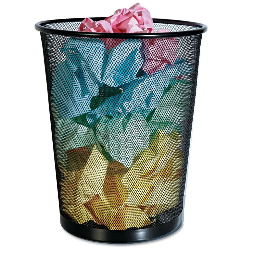 Universal UNV20008 18-Quart Steel Mesh Wastebasket - Black