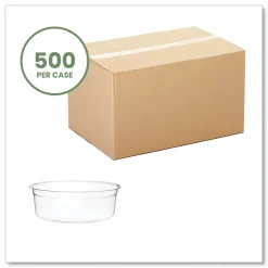 Vegware 4.6 in. x 1.5 in. 8 oz. Compostable Plastic Round Deli Pots - Clear (500/Carton)