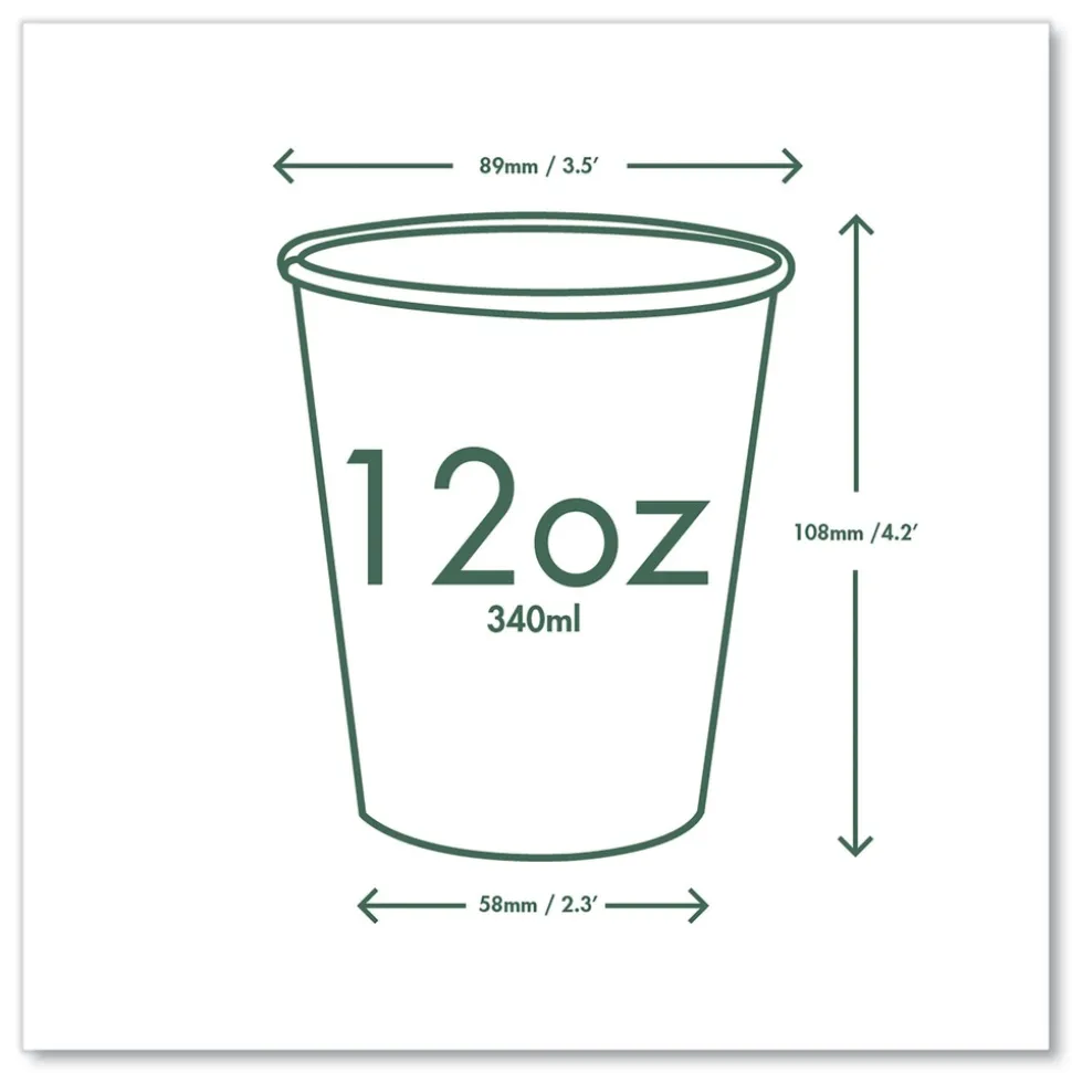 Vegware 12 oz. 89-Series Paper Hot Cup - White/Green (1000/Carton)