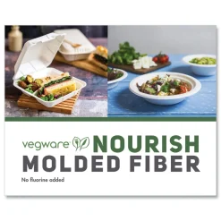Vegware 7.9 x 7.9 x 2.9 Nourish Molded 3-Compartment Compostable Fiber Takeout Containers - White (200/Carton)