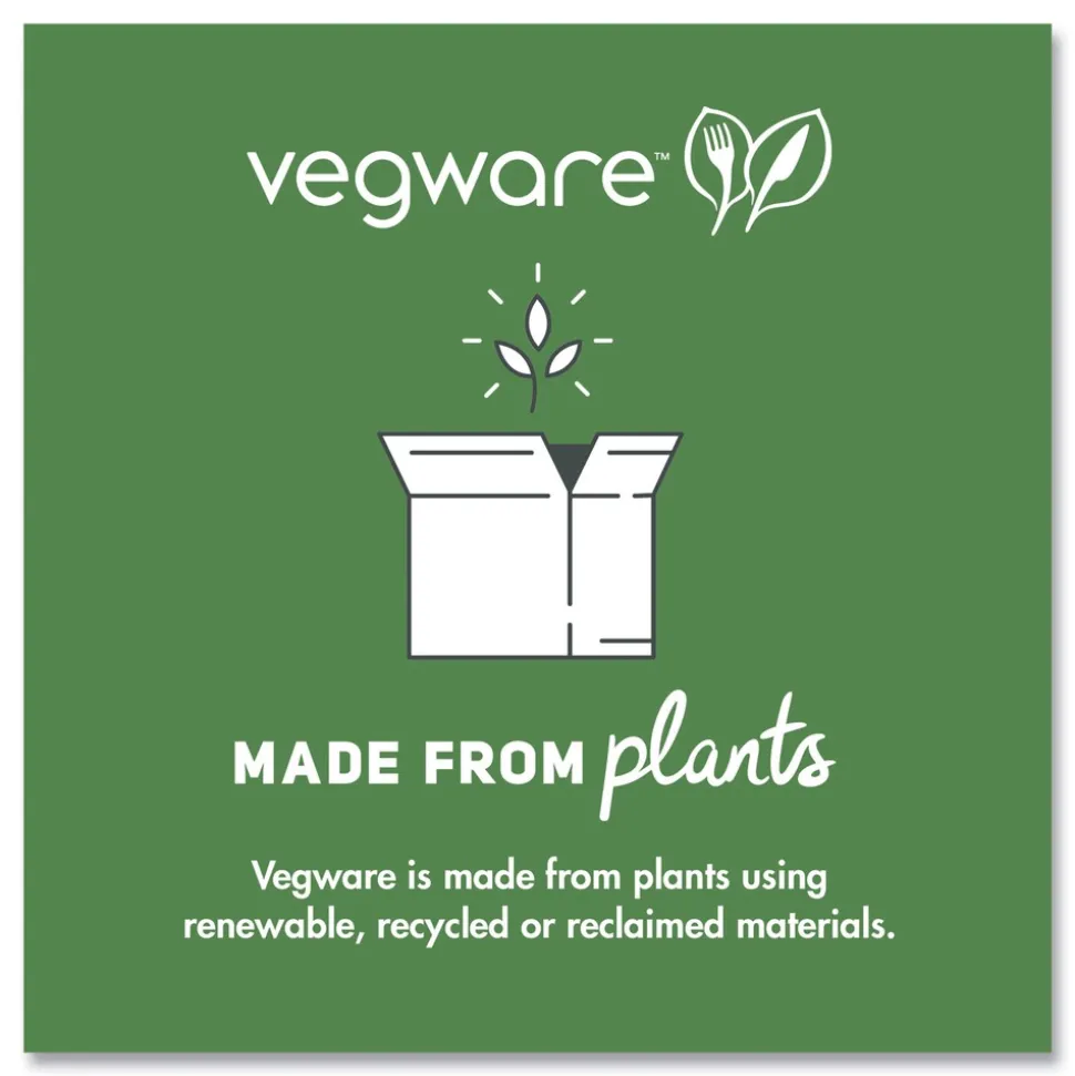 Vegware 115-Series Compostable Plastic Flat Hot Lids - White (500/Carton)