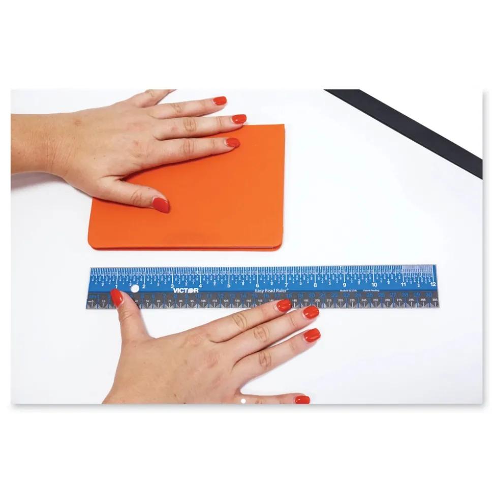 Victor Easy Read 12.5 in. Long Standard/Metric Stainless Steel Ruler - Blue