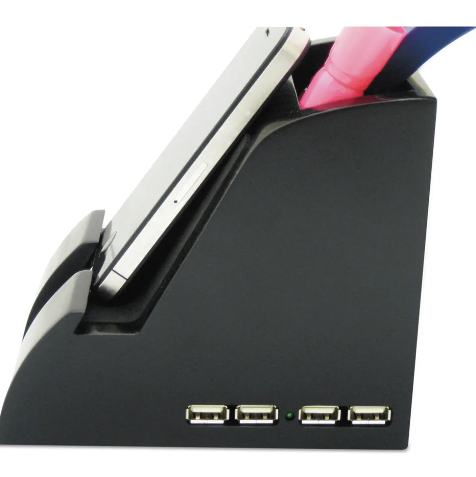 Victor Smart Charge Pencil Cup with USB Charging Hub - Black