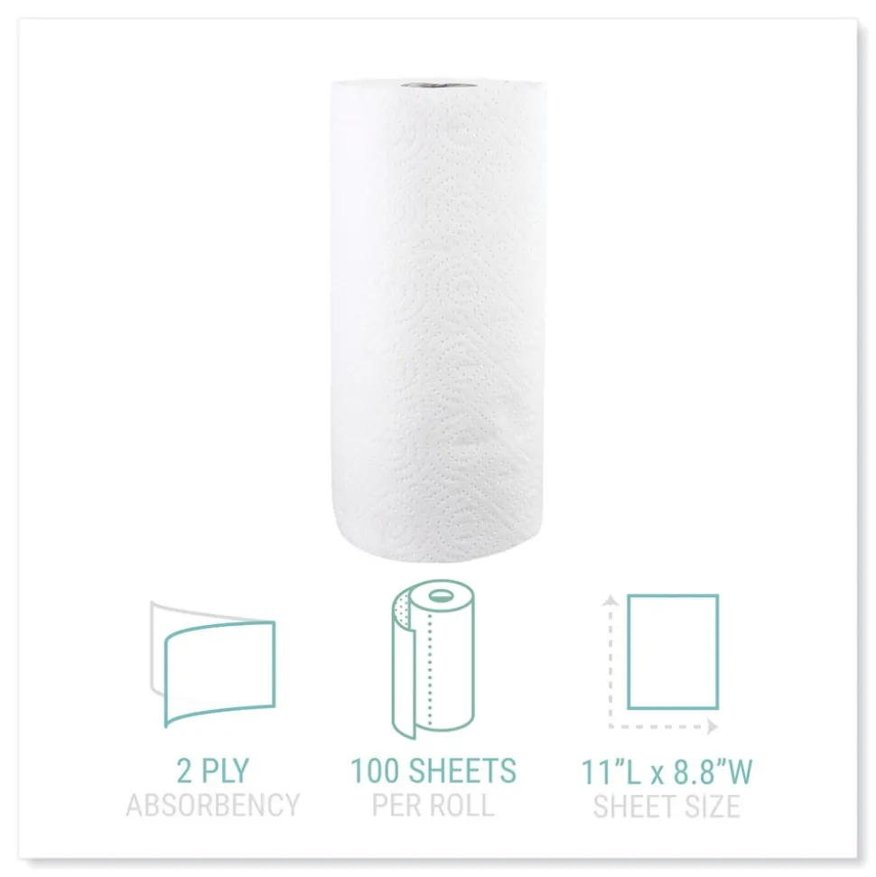 Windsoft WIN1220CT 11 in. x 8.8 in. 2-Ply Kitchen Roll Towels - White (30 Rolls/Carton)