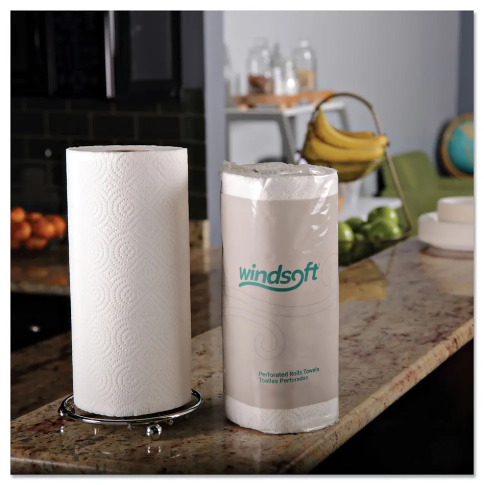 Windsoft WIN1220CT 11 in. x 8.8 in. 2-Ply Kitchen Roll Towels - White (30 Rolls/Carton)