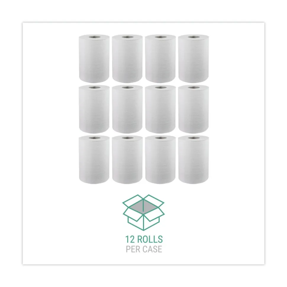 Windsoft WIN109 1-Ply 8 in. x 350 ft. Hardwound Paper Towel Rolls - White (12 Rolls/Carton)