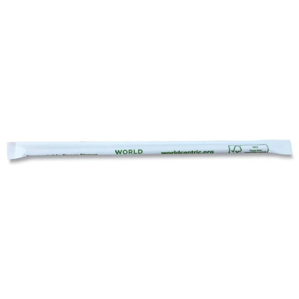 World Centric 8 in. Wrapped Sustainable Kraft Paper Straws - Natural (6000/Carton)