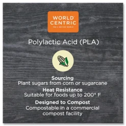 World Centric 6.5 in. x 7.5 in. x 0.3 in. PLA Rectangular Plastic Deli Container Lids - Clear (600/Carton)