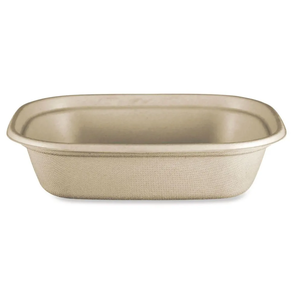 World Centric 8.7 in. x 6.5 in. x 2.1 in. 32 oz. Paper Fiber Containers - Natural (400/Carton)
