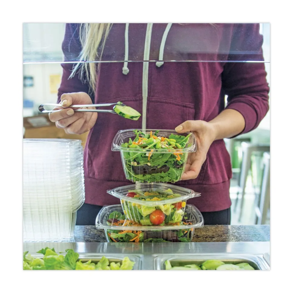 World Centric 4.8 in. x 5.9 in. x 0.3 in. PLA Rectangular Plastic Deli Container Lids - Clear (900/Carton)
