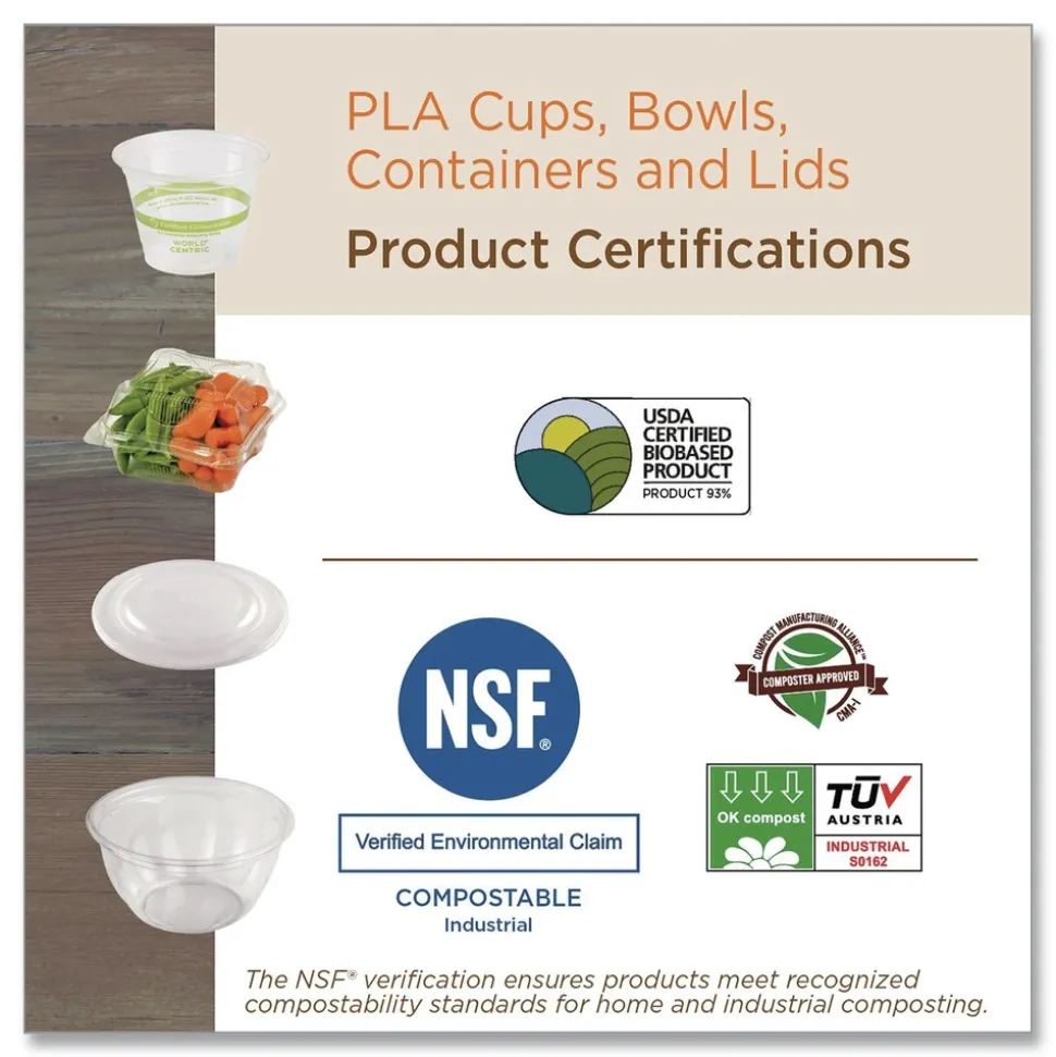 World Centric PLA Clear Cold Cups 1 oz Plastic Clear 3000/Carton