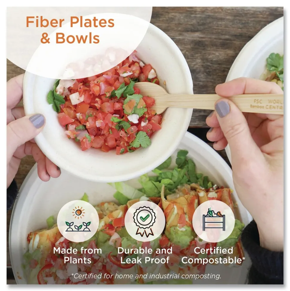 World Centric PL-SC-U7-LFS 7 in. Diameter Paper Fiber Plates - Natural (1000/Carton)
