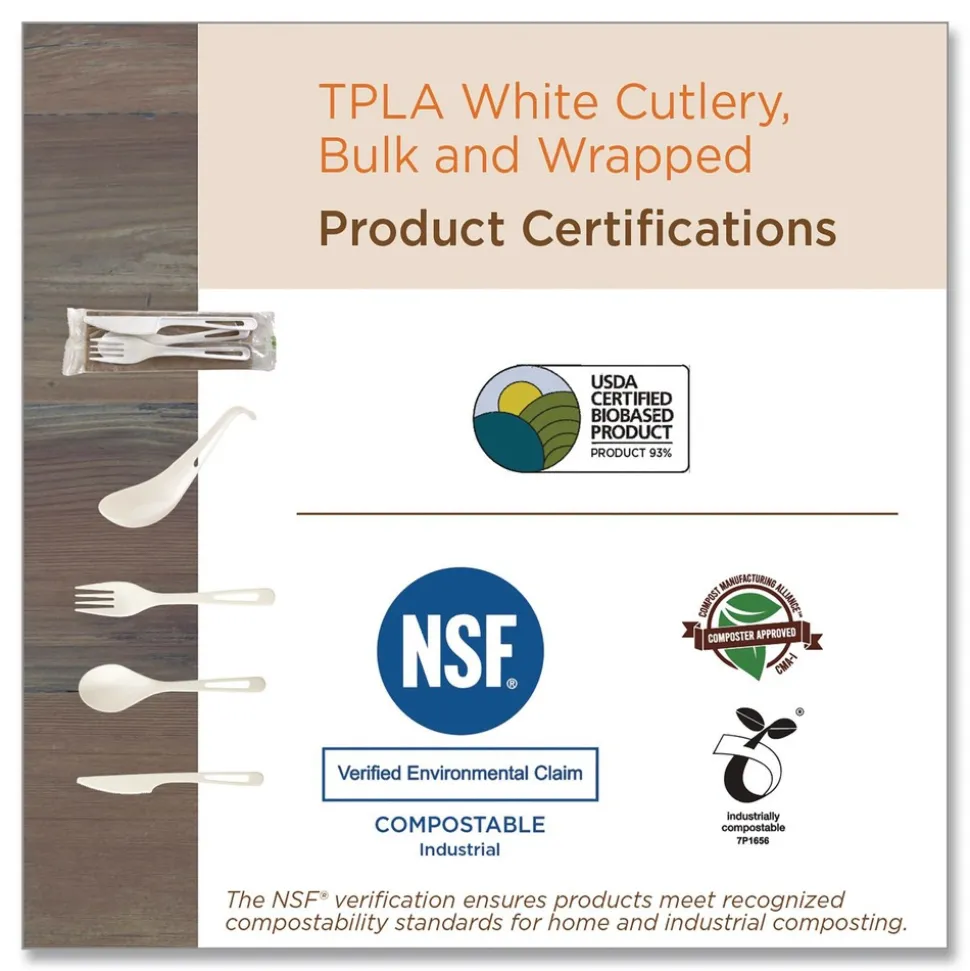 World Centric SO-PS-B TPLA Compostable Cutlery Soup Spoon - White (1000/Carton)