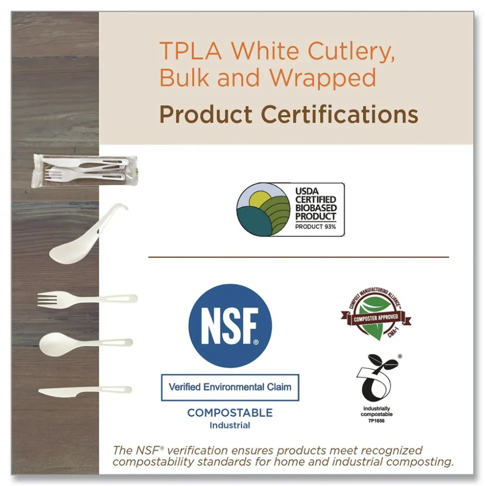 World Centric SP-TP-AS Plastic Asian Soup Spoon TPLA Compostable Cutlery - White (500/Carton)