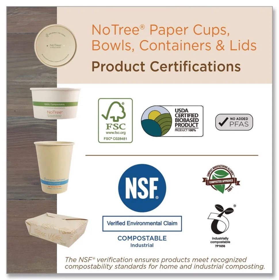 World Centric TO-NT-8 5.5 in. x 6.9 in. x 2.5 in. 46 oz. Sugarcane No Tree Folded Takeout Containers - Natural (300/Carton)