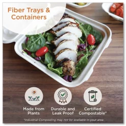World Centric TRSC2SLLF 8.2 in. x 5.7 in. x 0.7 in. PLA Lined PFAS-Free Paper Fiber Trays - Natural (500/Carton)
