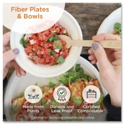 World Centric 7.4 in. x 7.4 in. x 2.3 in. 24 oz. Paper Fiber Bowls - Natural (500/Carton)