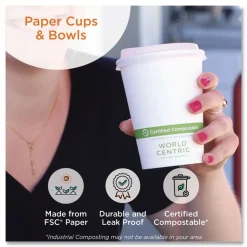 World Centric 8 oz. Double Wall Paper Hot Cups - White (1000/Carton)