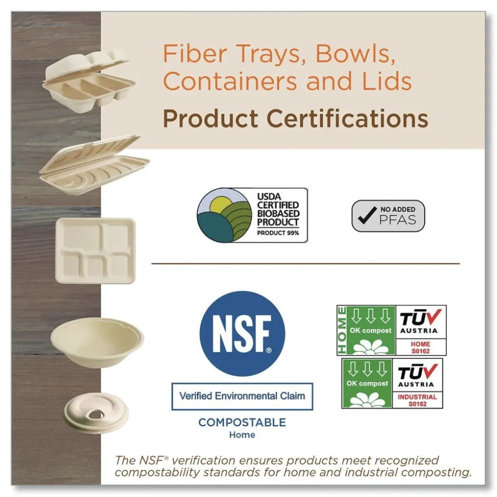 World Centric TR-SC-2S-LFS 5.7 in. x 8.2 in. x 0.6 in. Paper Fiber Trays - Natural (500/Carton)
