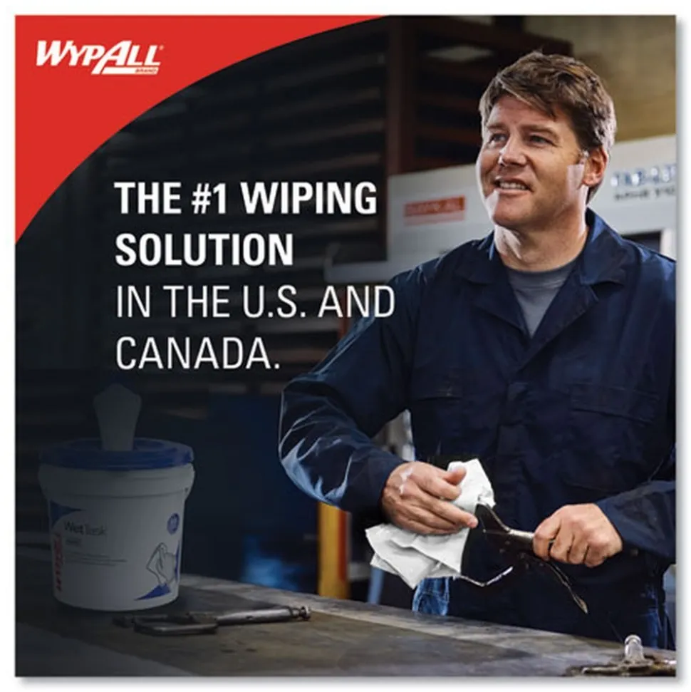 WypAll 9 in. x 15 in. Power Clean Wipers for WetTask Customizable Wet Wiping System - White (275/Roll, 2 Rolls/Carton)