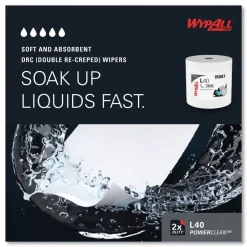 WypAll 750/Roll L40 Wipers Jumbo Roll - White