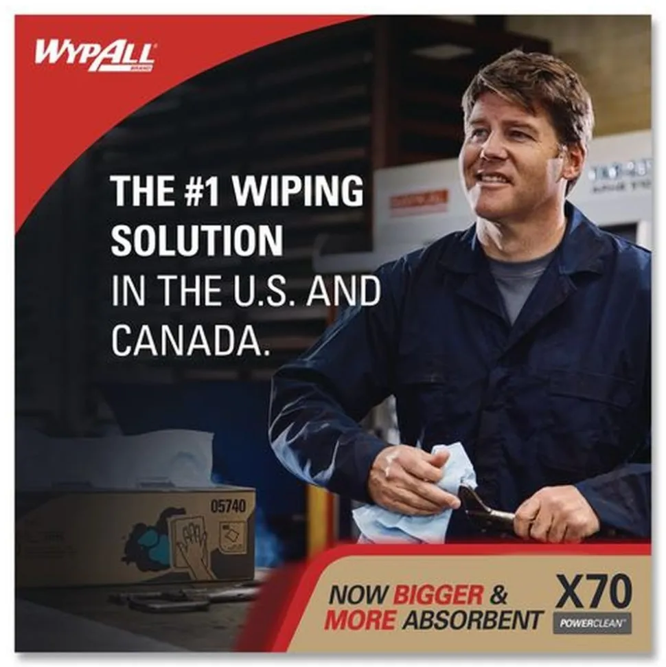 WypAll X70 9-1/10 in. x 16-4/5 in. Cloths - Blue (100/Box 10 Boxes/Carton)