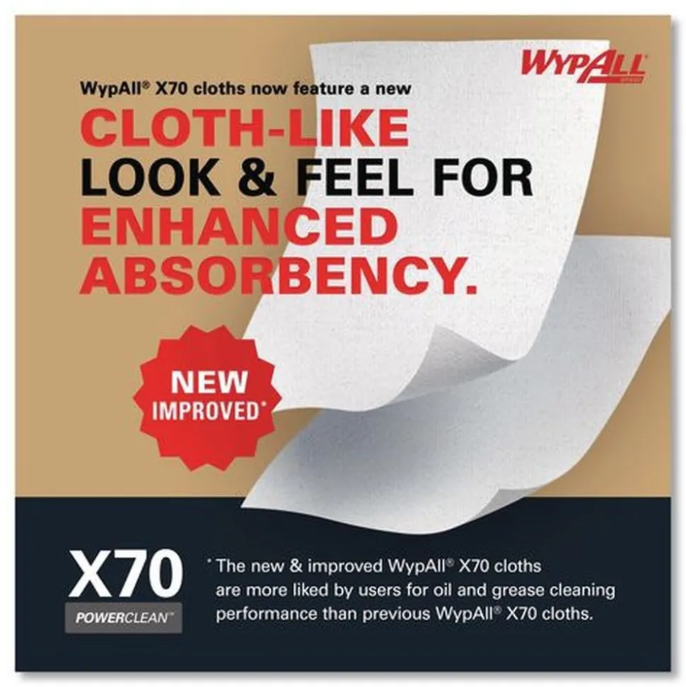WypAll X70 9-1/10 in. x 16-4/5 in. Cloths - Blue (100/Box 10 Boxes/Carton)