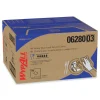 WypAll X80 12 in. x 23.4 in. Kimfresh Antimicrobial Hydroknit Foodservice Towel - Unscented, White/Blue Stripe (150/Carton)
