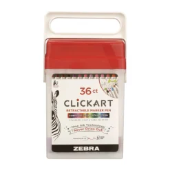 Zebra ClickArt Fine 0.6 millimeter Retractable Porous Point Pen - Assorted Ink/White Barrel (36/Pack)