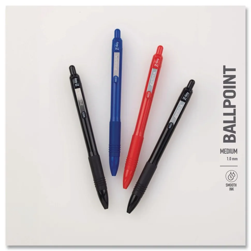 Zebra 20620 Z-Grip Medium 1 mm Recycled Retractable Ballpoint Pen - Blue Ink/Blue Barrel (1-Dozen)